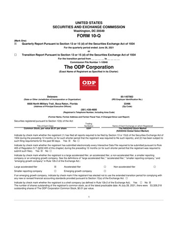 Thumbnail The ODP Corporation
 10-Q Quarterly Report FY2021 