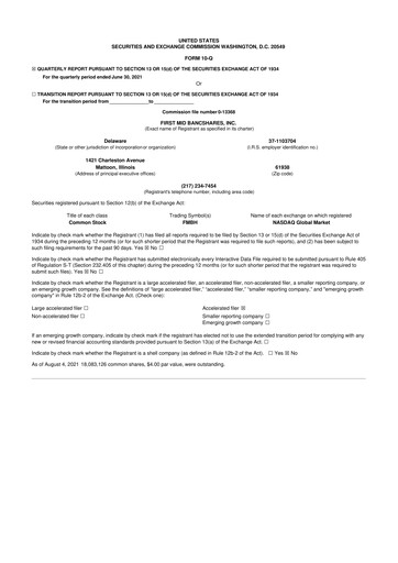 Thumbnail First Mid Bancshares 10-Q Quarterly Report FY2021 