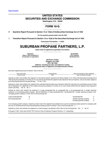 Thumbnail Suburban Propane Partners 10-Q Quarterly Report FY2021 