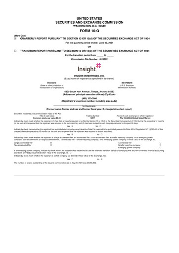 Thumbnail Insight Enterprises
 10-Q Quarterly Report FY2021 