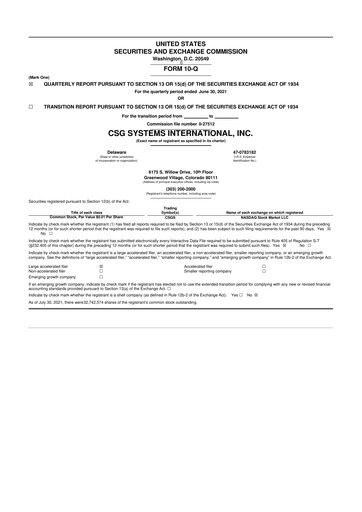 Thumbnail CSG International
 10-Q Quarterly Report FY 