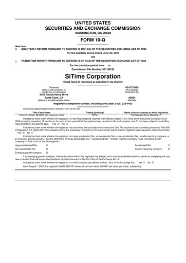 Vorschaubild SiTime 10-Q Quartalsbericht 2021 