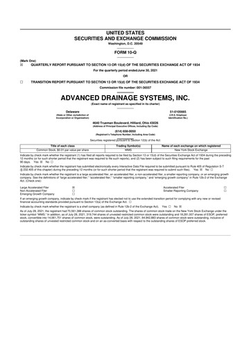 Thumbnail Advanced Drainage Systems
 10-Q Quarterly Report FY2022 