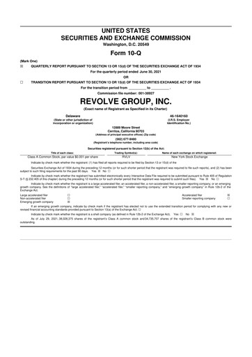 Thumbnail Revolve Group 10-Q Quarterly Report FY2021 