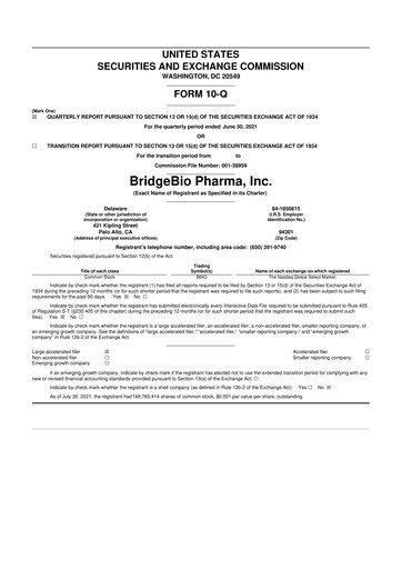 Thumbnail BridgeBio Pharma
 10-Q Quarterly Report FY2021 