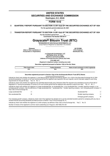 Vorschaubild Grayscale Bitcoin Trust 10-Q Quartalsbericht 2021 