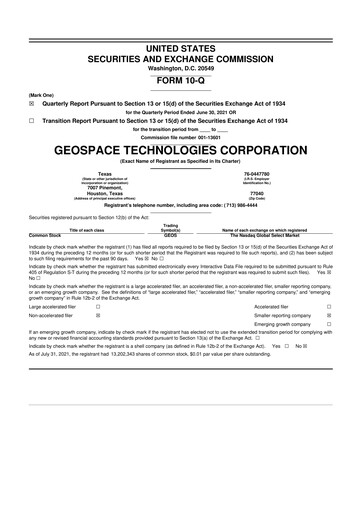 Thumbnail Geospace Technologies
 10-Q Quarterly Report FY2021 