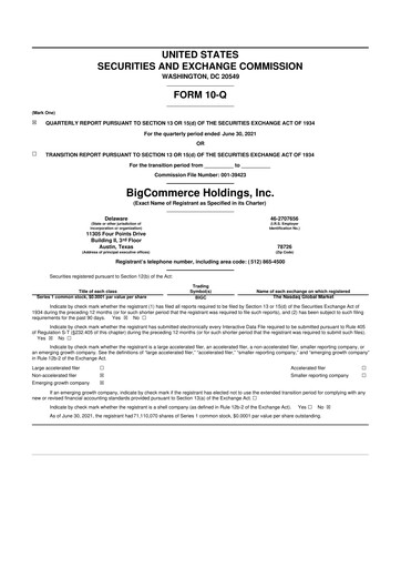 Thumbnail BigCommerce 10-Q Quarterly Report FY2021 