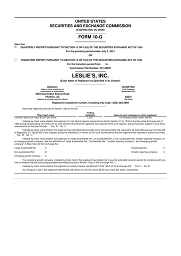 Thumbnail Leslie's 10-Q Quarterly Report FY2021 