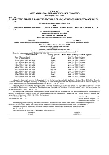 Vorschaubild Berkshire Hathaway  10-Q Quartalsbericht 2021 