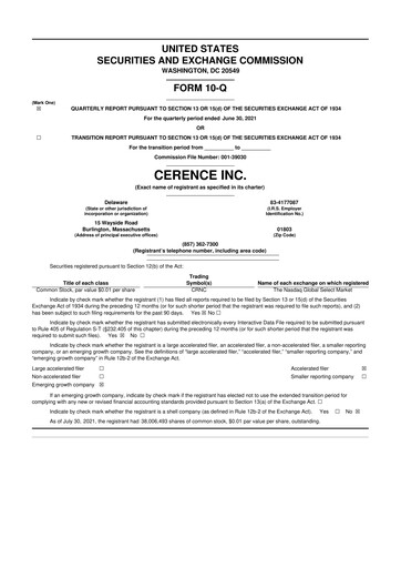 Thumbnail Cerence 10-Q Quarterly Report FY2021 