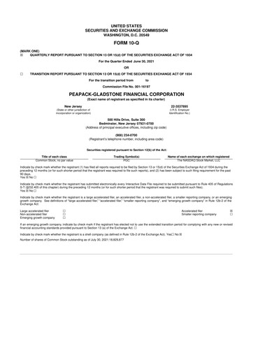 Thumbnail Peapack-Gladstone Financial 10-Q Quarterly Report FY2021 