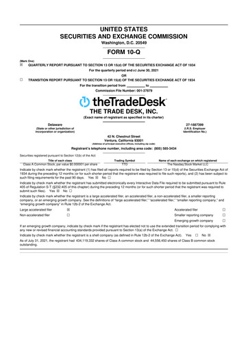 Thumbnail The Trade Desk
 10-Q Quarterly Report FY2021 