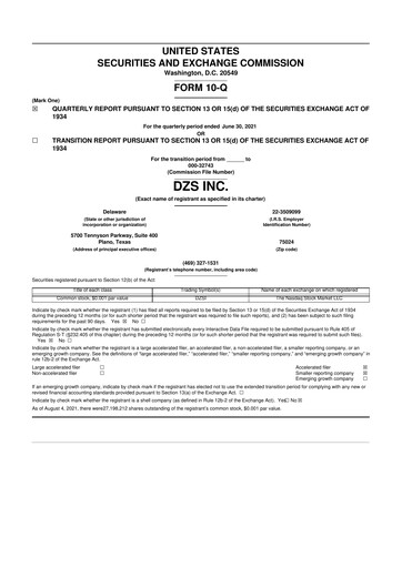 Miniature DZS Inc 10-Q Rapport trimestriel 2021 