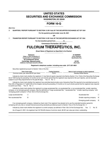 Thumbnail Fulcrum Therapeutics 10-Q Quarterly Report FY 
