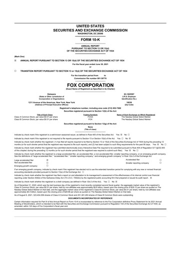 Thumbnail Fox Corporation 10-K Annual Report 2021