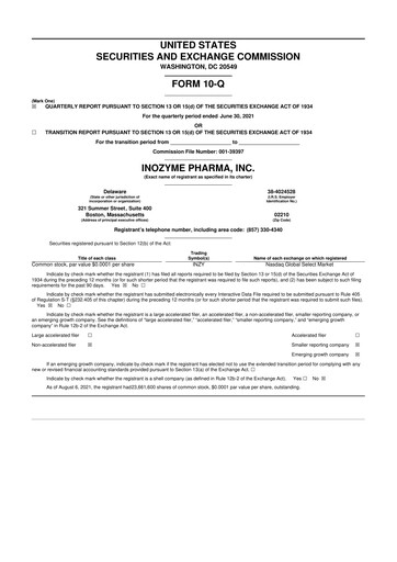 Thumbnail Inozyme Pharma 10-Q Quarterly Report FY2021 