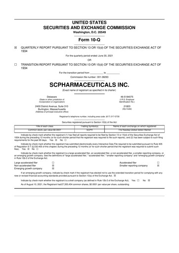 Thumbnail scPharmaceuticals 10-Q Quarterly Report FY 