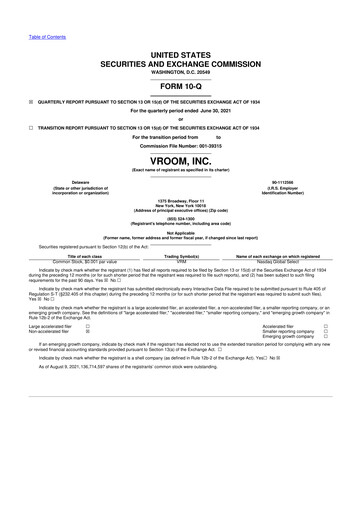 Thumbnail Vroom 10-Q Quarterly Report FY2021 