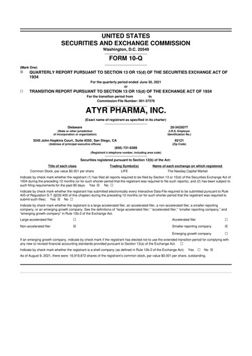 Thumbnail aTyr Pharma 10-Q Quarterly Report FY2021 