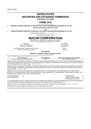 Vorschaubild Nucor
 10-Q Quartalsbericht 2021 