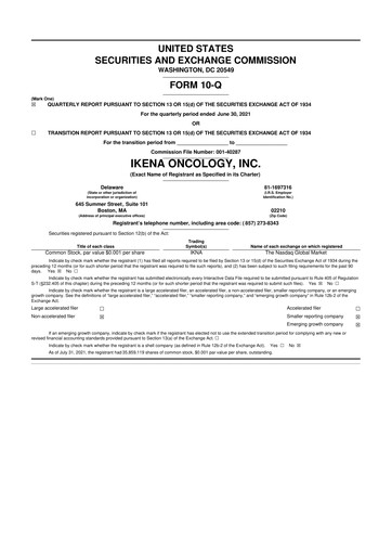 Thumbnail Ikena Oncology 10-Q Quarterly Report FY2021 