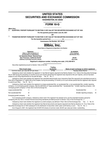 Thumbnail 89bio 10-Q Quarterly Report FY2021 