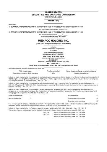 Thumbnail MediaCo Holding 10-Q Quarterly Report FY2021 