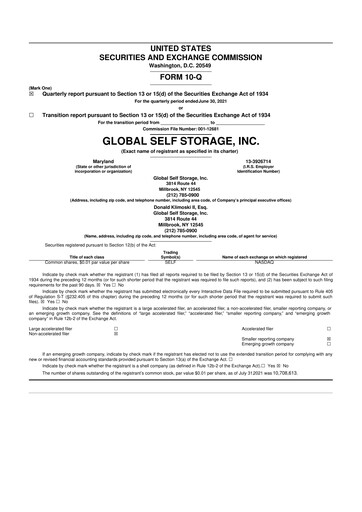 Thumbnail Global Self Storage 10-Q Quarterly Report FY2021 