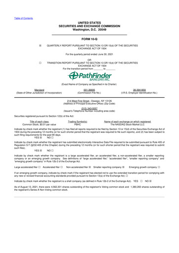 Miniature Pathfinder Bancorp 10-Q Rapport trimestriel 2021 