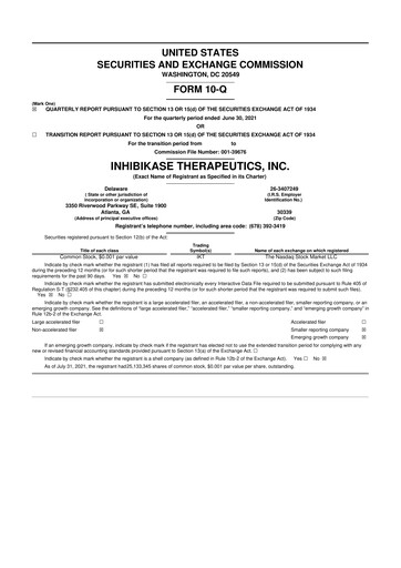 Thumbnail Inhibikase Therapeutics 10-Q Quarterly Report FY2021 