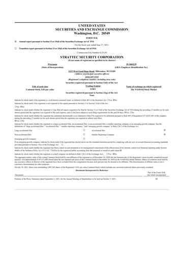 Thumbnail Strattec Security 10-K Annual Report 2021