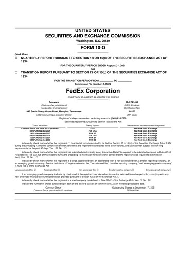 Thumbnail FedEx 10-Q Quarterly Report FY2022 