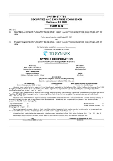 Vorschaubild TD Synnex 10-Q Quartalsbericht 2021 