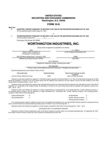 Thumbnail Worthington Enterprises 10-Q Quarterly Report FY 