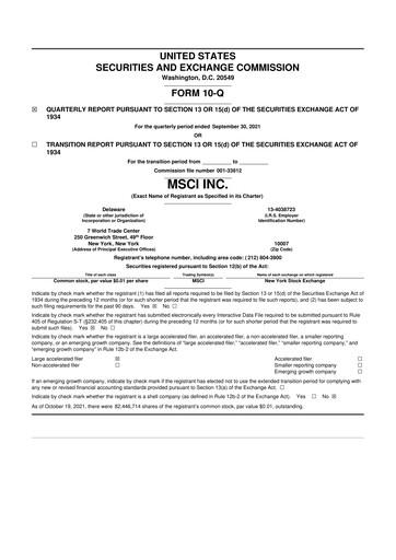 Vorschaubild MSCI 10-Q Quartalsbericht  