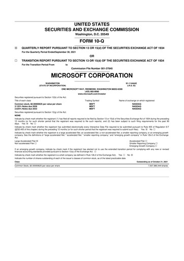 Thumbnail Microsoft 10-Q Quarterly Report FY2022 