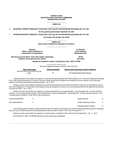 Thumbnail Impinj 10-Q Quarterly Report FY2021 