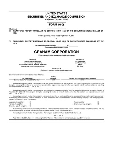Vorschaubild Graham Corporation
 10-Q Quartalsbericht 2022 