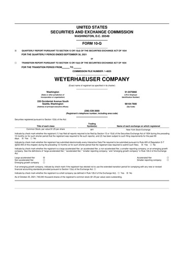 Thumbnail Weyerhaeuser
 10-Q Quarterly Report FY2021 