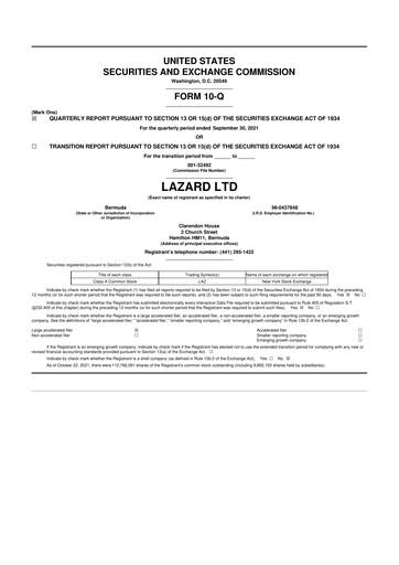 Thumbnail Lazard 10-Q Quarterly Report FY2021 