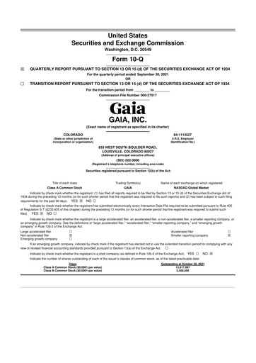 Thumbnail Gaia 10-Q Quarterly Report FY2021 