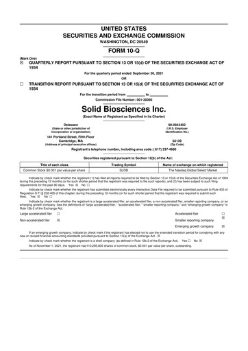 Thumbnail Solid Biosciences
 10-Q Quarterly Report FY2021 