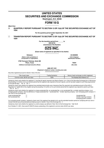 Miniature DZS Inc 10-Q Rapport trimestriel 2021 
