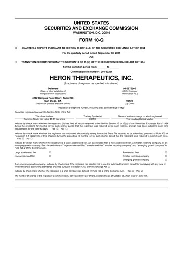 Thumbnail Heron Therapeutics 10-Q Quarterly Report FY2021 