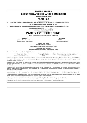 Thumbnail Pactiv Evergreen
 10-Q Quarterly Report FY2021 