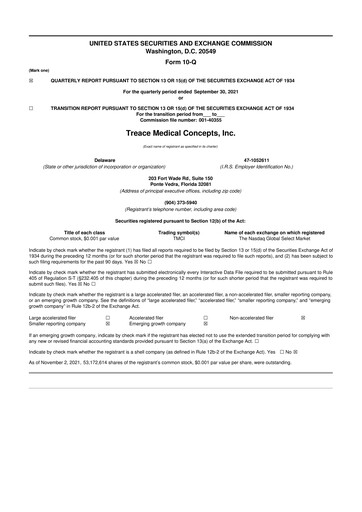Thumbnail Treace Medical Concepts 10-Q Quarterly Report FY2021 