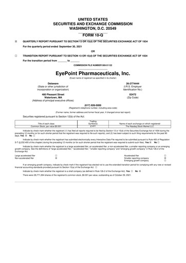 Thumbnail EyePoint Pharmaceuticals
 10-Q Quarterly Report FY2021 