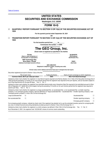 Thumbnail Geo Group 10-Q Quarterly Report FY2021 