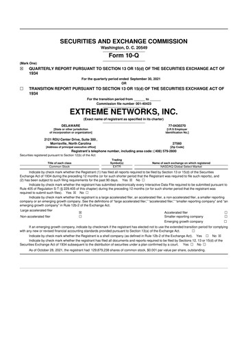 Thumbnail Extreme Networks
 10-Q Quarterly Report FY2022 